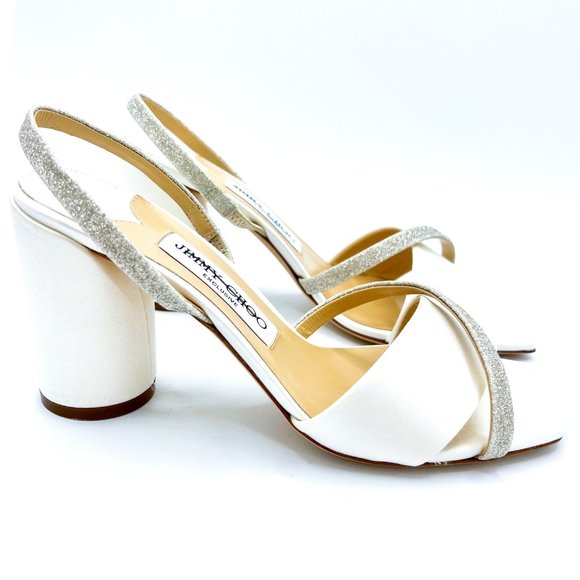 Jimmy Choo | Shoes | Jimmy Choo Plum Satin Glitter Slingback Sandals